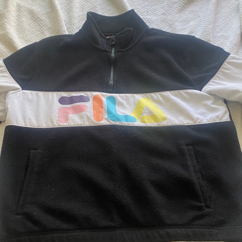 Fila Black and White Jacket with Multicolor Logo